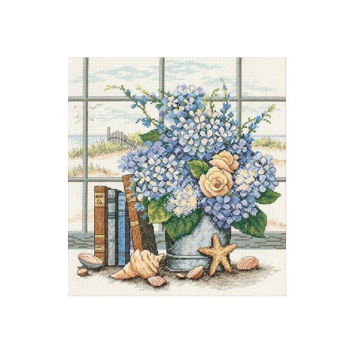 (image for) Hydrangeas & Shells Counted Cross Stitch Kit